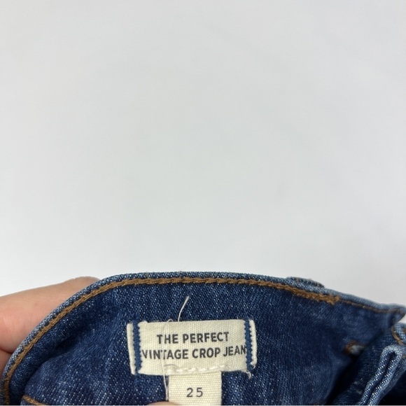 Madewell Dark Blue Wash Button Front Perfect Vintage Cropped Jeans - Picture 6 of 7